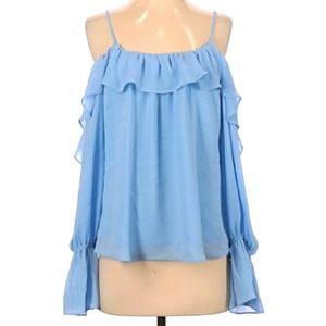 CUTE COLD SHOULDER LONG SLV RUFFLE TOP SMALL